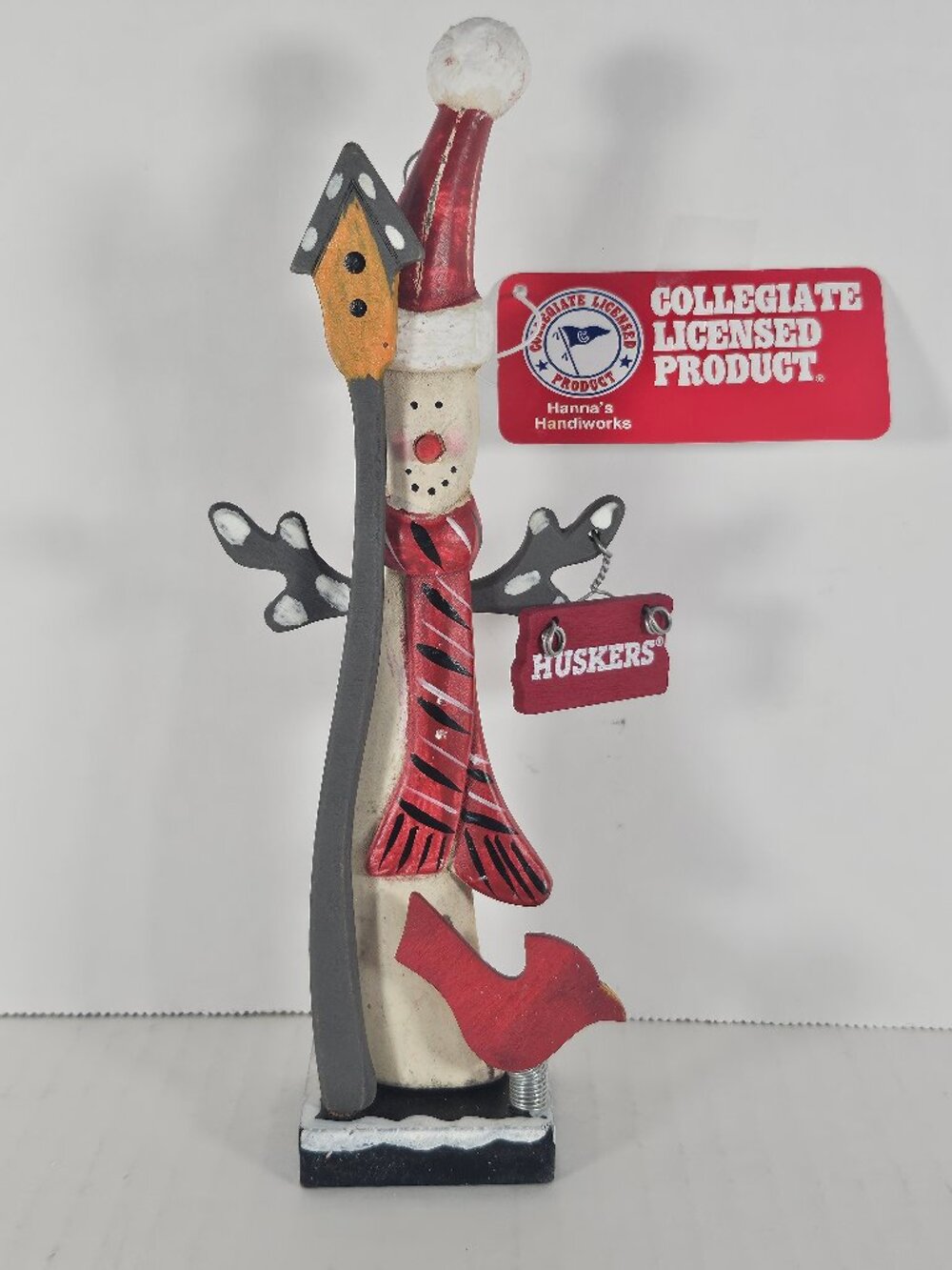 Hannah's Handiworks Nebraska Huskers Wooden Snowman Figurine Ornament